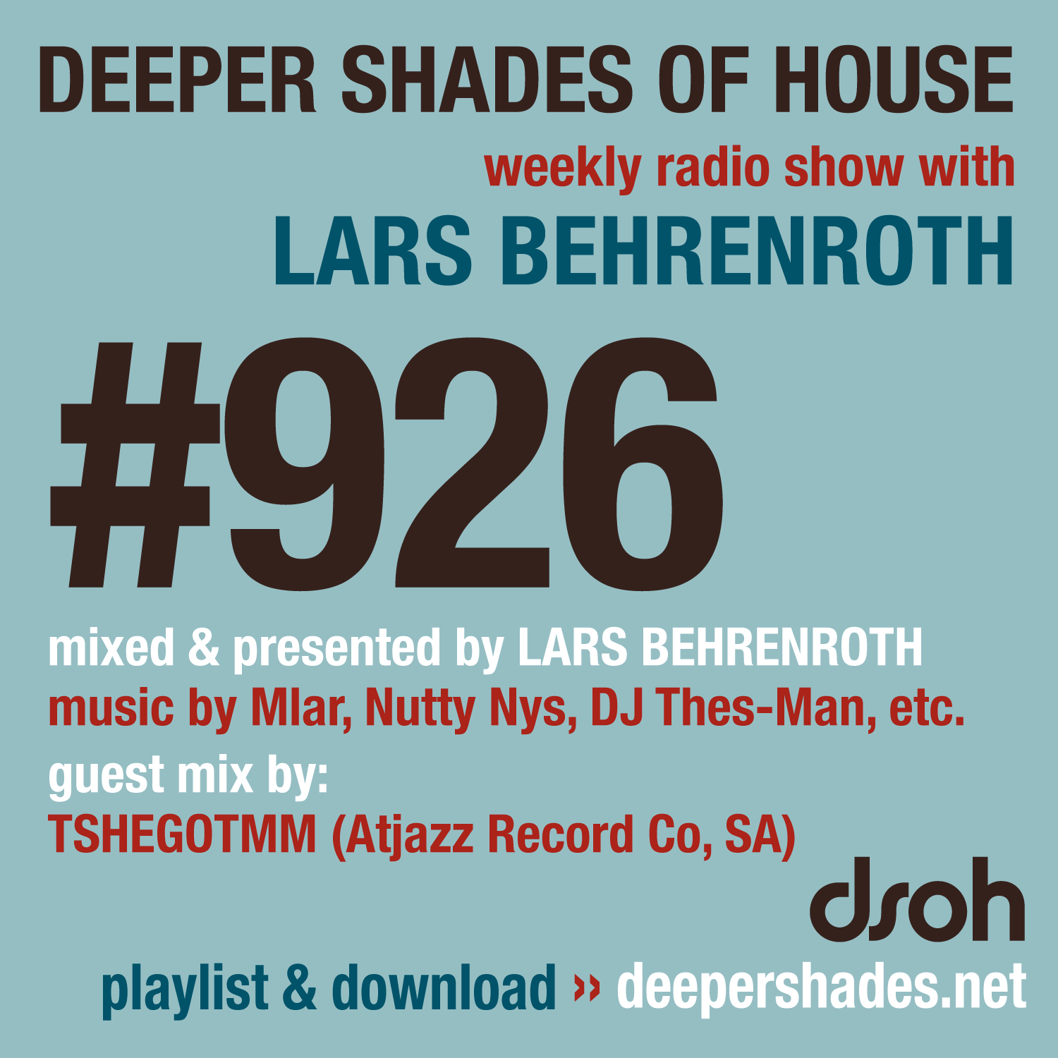 Deeper Shades Of House 926 Deeper Shades of House Episode 926 Cover Art - Deep House Radio Show